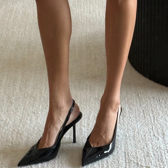 ZARA Black Patent Slingback Heels – Size 37 - Picture 7 of 9